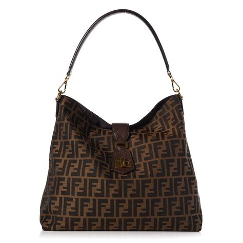 Fendi Zucca Small Hobo Bag, Tobacco 